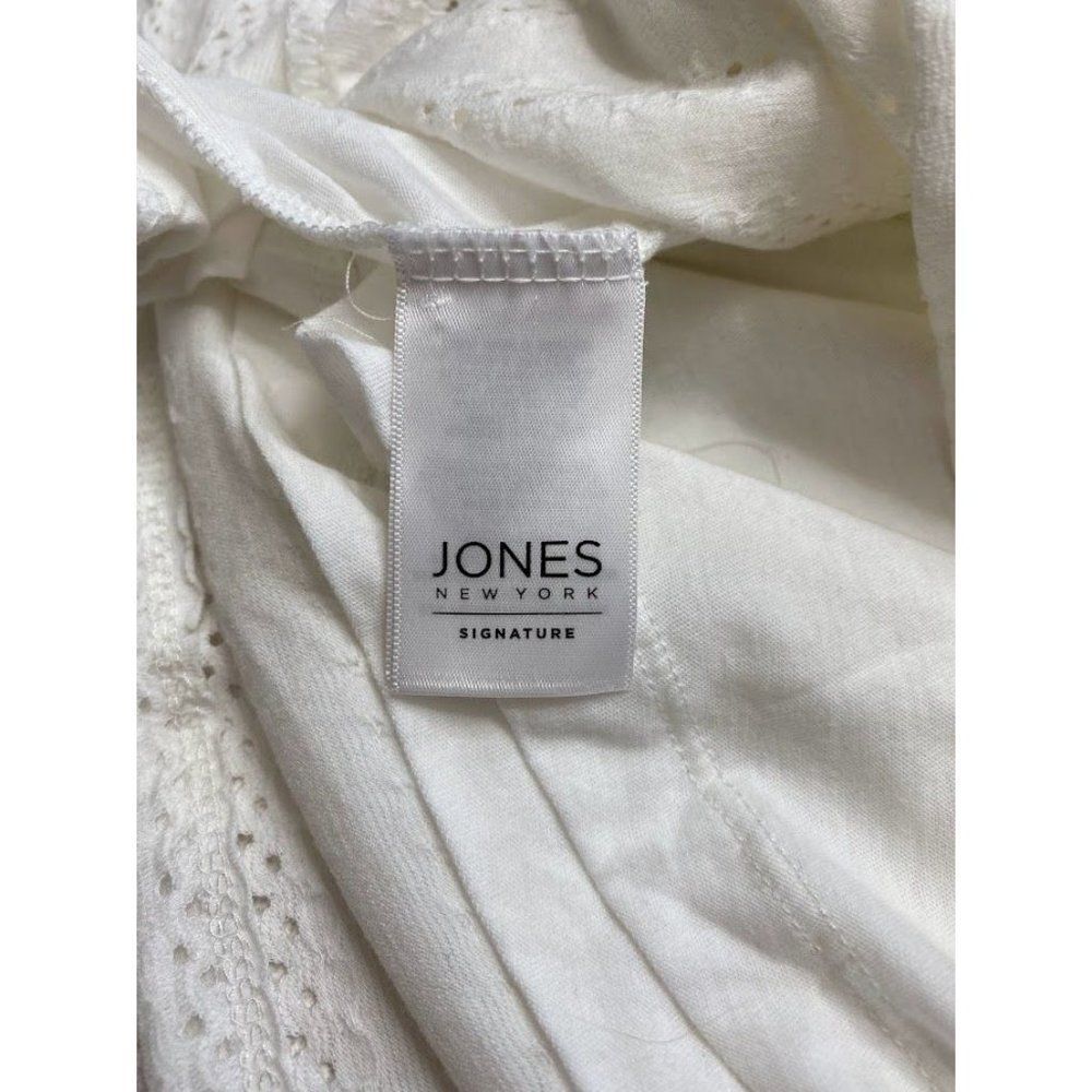 Jones New York White Round Split‎ Neck with Tie Top Sz Small - Picture 9 of 10